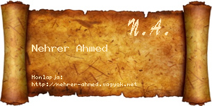 Nehrer Ahmed névjegykártya